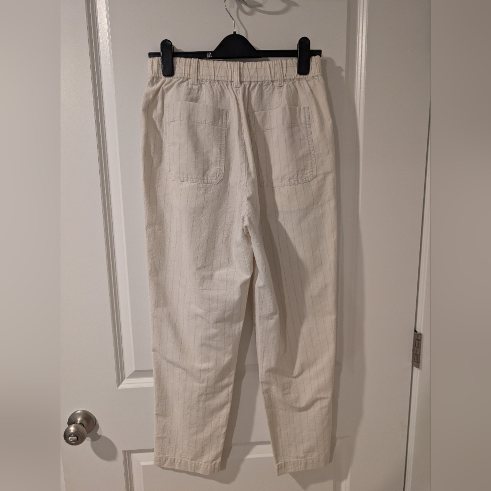 NWT Uniqlo Linen Cotton Striped Tapered Pants - Picture 5 of 13